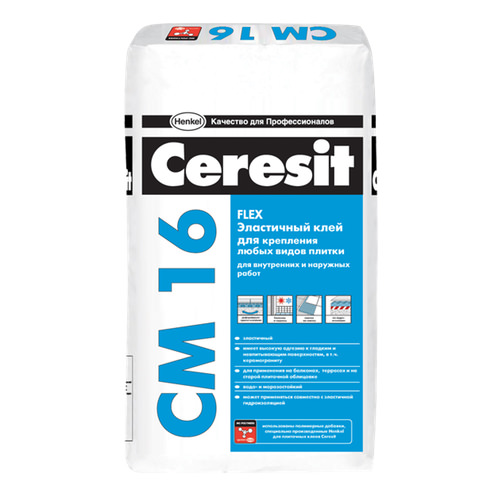 Клей для плитки Ceresit CM 16 эластичный, 25кг