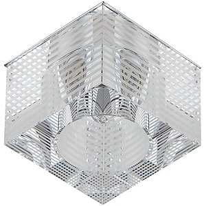 DK11 CH/WH Светильник ЭРА декор «куб с горизонтальными полосками» G9,220V, 40W, хром/прозрачный (1/3