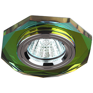 DK5 СH/MIX Светильник ЭРА декор стекло многогранник MR16,12V, 50W, GU5,3 мультиколор/хром (50)