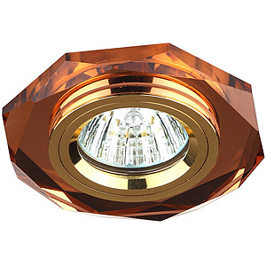 DK5 GD/BR Светильник ЭРА декор стекло многогранник MR16,12V, 50W, GU5,3 коричнев/ золото (50)