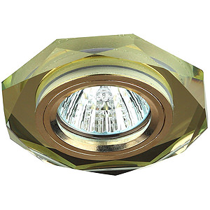 DK5 GD/YL Светильник ЭРА декор стекло многогранник MR16,12V, 50W, GU5,3 зерк золото/ золото (50)
