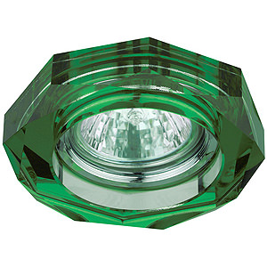 DK6 CH/GR  ЭРА декор стекло объемный многогранник MR16,12V/220V, 50W, GU5,3 хром/зелен