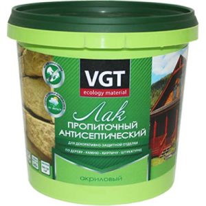 Лак VGT пропиточный антисептический акриловый, махагон, 9,0 кг