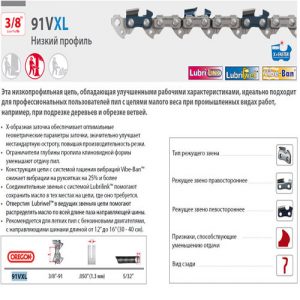 Цепь 40 см 16″ 3/8″ LP 1.3 мм 56 зв. 91VXL OREGON