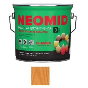 Защитная декоративная пропитка для древесины NEOMID BiO COLOR Classic, 2,7 л, калужница