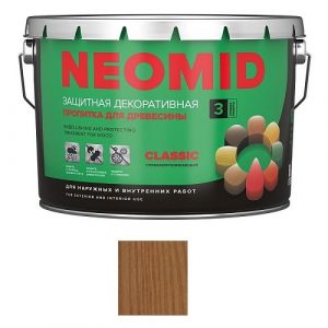 Защитная декоративная пропитка для древесины NEOMID BiO COLOR Classic, 9,0 л, дуб