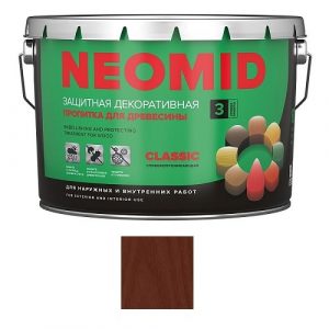 Защитная декоративная пропитка для древесины NEOMID BiO COLOR Classic, 9,0 л, махагон