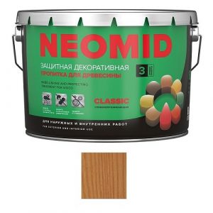 Защитная декоративная пропитка для древесины NEOMID BiO COLOR Classic, 9,0 л, орегон