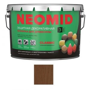 Защитная декоративная пропитка для древесины NEOMID BiO COLOR Classic, 9,0 л, орех