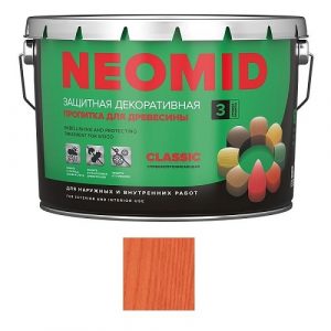 Защитная декоративная пропитка для древесины NEOMID BiO COLOR Classic, 9,0 л, рябина