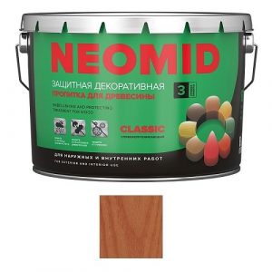 Защитная декоративная пропитка для древесины NEOMID BiO COLOR Classic, 9,0 л, тик