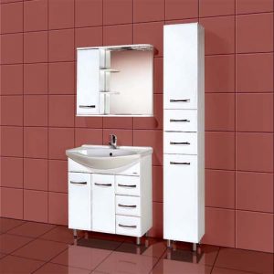 Напольный шкаф-пенал Акваль Виола с корзиной для белья 30 см L/R