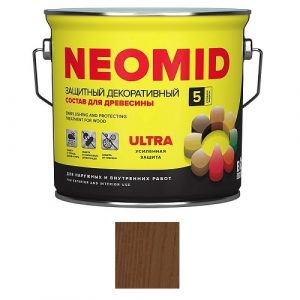 Защитная декоративная пропитка для древесины NEOMID Bio Color Ultra, 2,7 л, орех