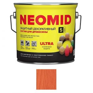 Защитная декоративная пропитка для древесины NEOMID Bio Color Ultra, 2,7 л, рябина