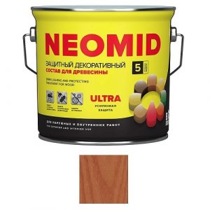 Защитная декоративная пропитка для древесины NEOMID Bio Color Ultra, 2,7 л, тик