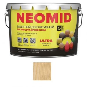 Защитная декоративная пропитка для древесины NEOMID Bio Color Ultra, 9,0 л, бесцветный