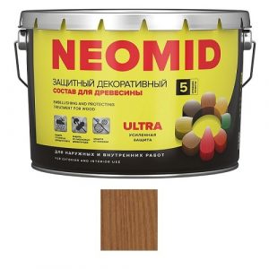 Защитная декоративная пропитка для древесины NEOMID Bio Color Ultra, 9,0 л, дуб