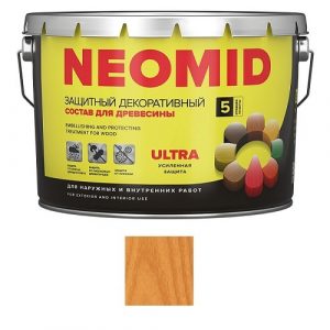 Защитная декоративная пропитка для древесины NEOMID Bio Color Ultra, 9,0 л, калужница