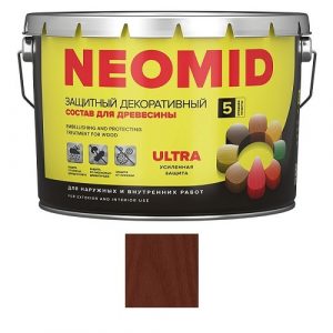 Защитная декоративная пропитка для древесины NEOMID Bio Color Ultra, 9,0 л, махагон