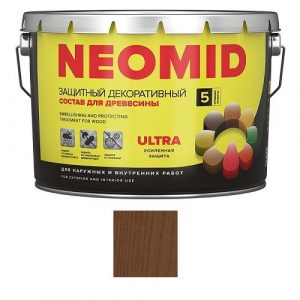 Защитная декоративная пропитка для древесины NEOMID Bio Color Ultra, 9,0 л, орех