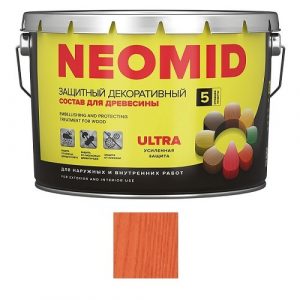 Защитная декоративная пропитка для древесины NEOMID Bio Color Ultra, 9,0 л, рябина