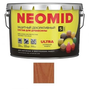 Защитная декоративная пропитка для древесины NEOMID Bio Color Ultra, 9,0 л, тик