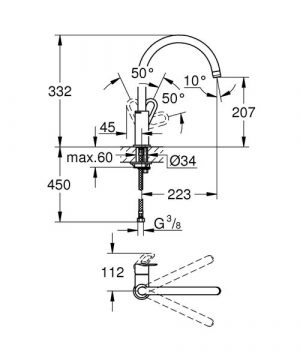 Смеситель для кухонной мойки Grohe BauLoop 31368000