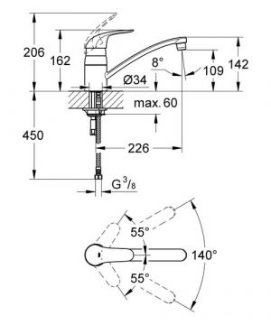 Смеситель для кухонной мойки Grohe Euroeco 32750000