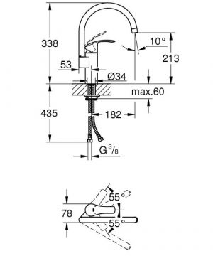 Смеситель для кухонной мойки Grohe Eurosmart 33202002