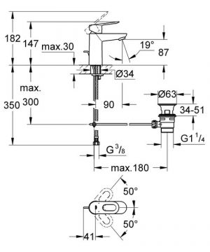 Смеситель для раковины Grohe Bauloop 23335000