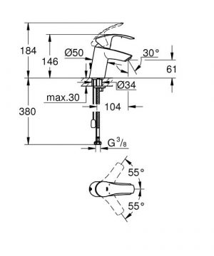 Смеситель для раковины Grohe Eurosmart 33188002