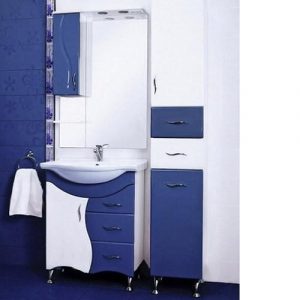 Шкаф с зеркалом для ванной Ювента Briz БШН32-75, синий, левый