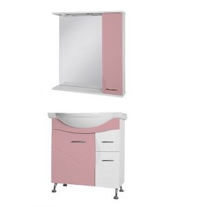 Шкаф с зеркалом для ванной Ювента Франческа ФШН33-75, розовый