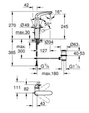 Смеситель для раковины Grohe Eurostyle 23569003