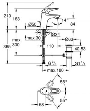 Смеситель для раковины Grohe Eurostyle 33558003