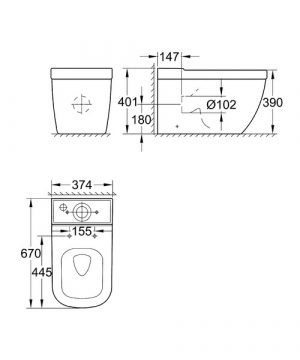 Чаша напольного унитаза Grohe Euro 39338000