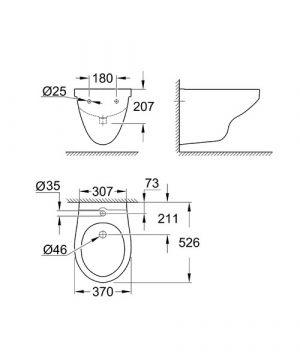 Подвесное биде Grohe Bau 39433000