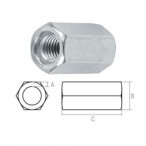 Гайка М8 (1.25х13х24 мм) удлиняющая, цинк, кл.пр. 5.8 (50 шт)