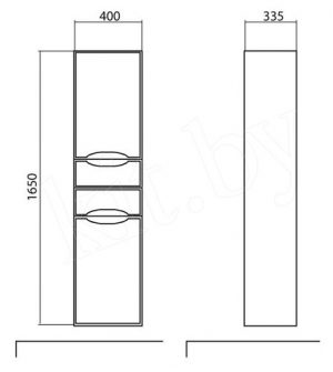 Подвесной шкаф-пенал с корзиной для белья Аква Родос Венеция 40 см - венге
